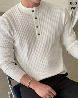 Men’s Sweater Button-White