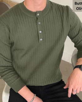 Men’s Sweater Button-Olive