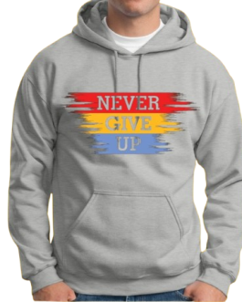 Mens Hoody Grey-Never Give up