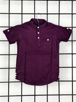 Brown Color Kid’s Short Sleeve Katua Shirt