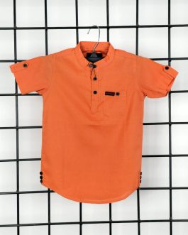 Dark Orange Color Kid’s Short Sleeve Katua Shirt